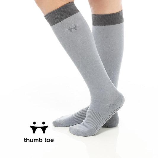 【韓國 Thumb Toe】皮拉提斯止滑高筒運動長襪-Knee Socks Ash