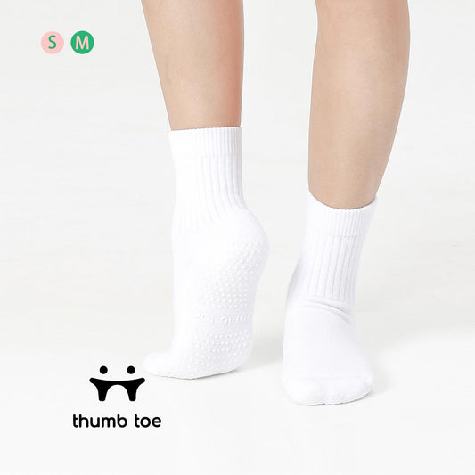 【韓國 Thumb Toe】皮拉提斯止滑運動襪-Crew Socks with Grip