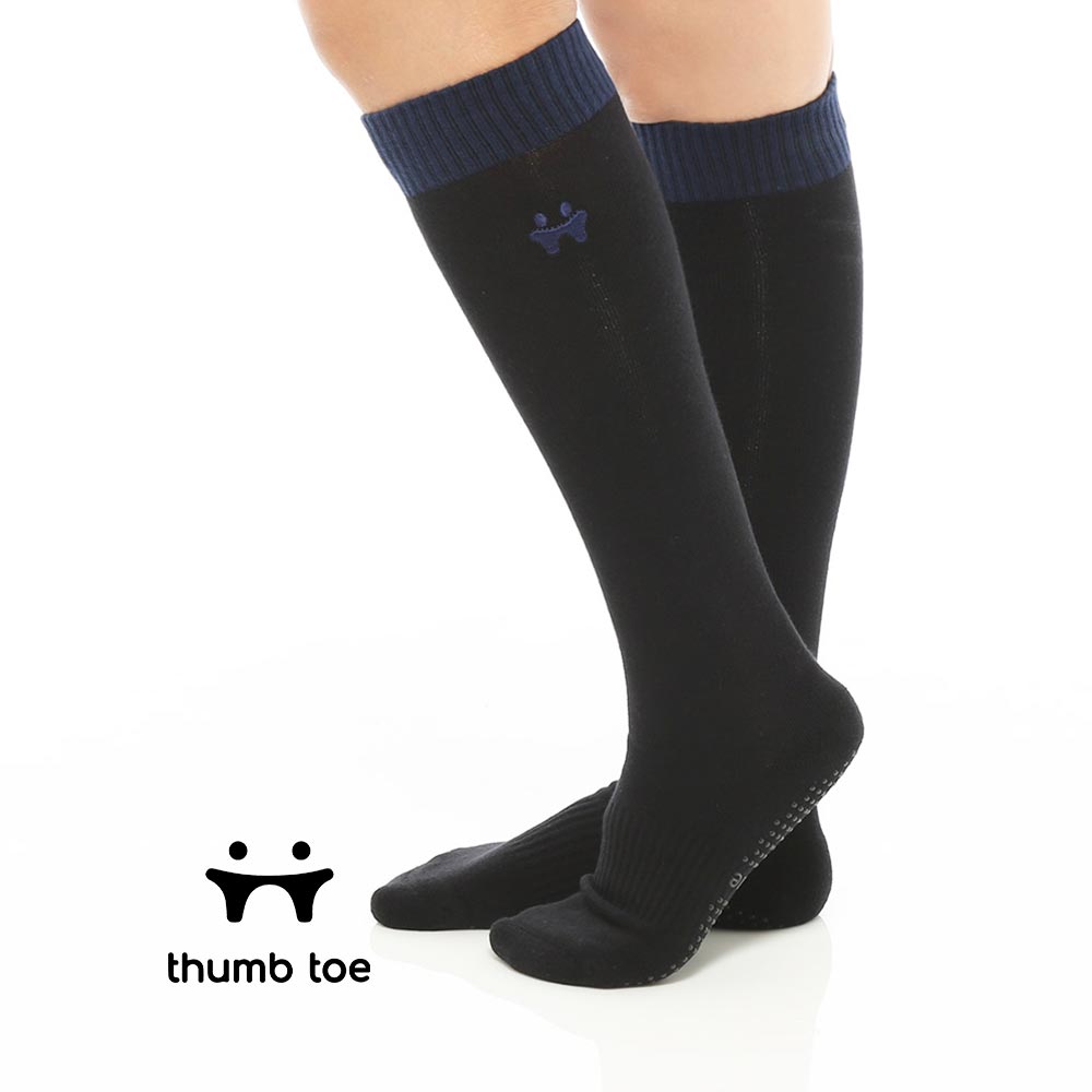 【韓國 Thumb Toe】皮拉提斯止滑高筒運動長襪-Knee Socks Black