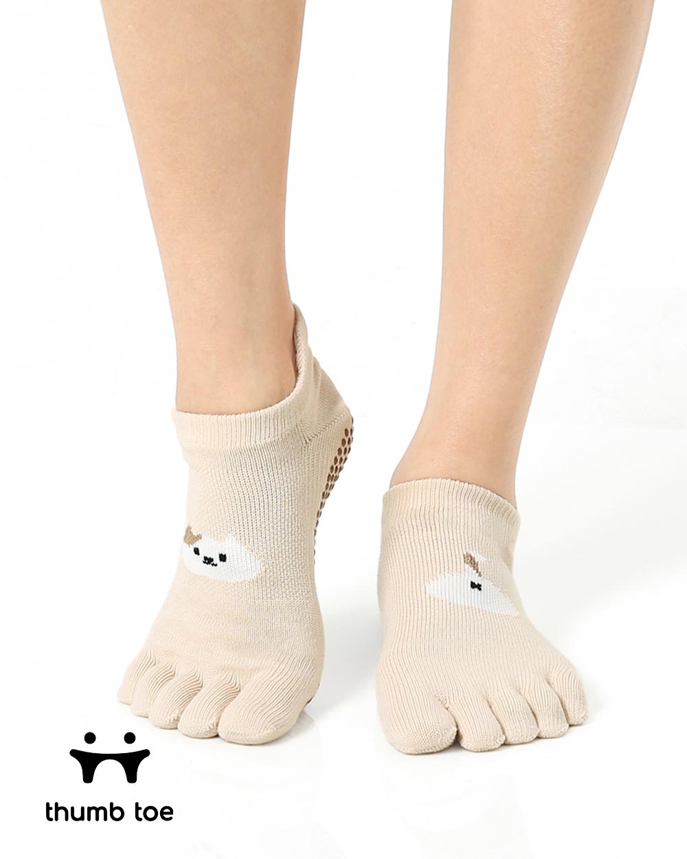 【韓國 Thumb Toe】皮拉提斯止滑五趾運動襪-Meow