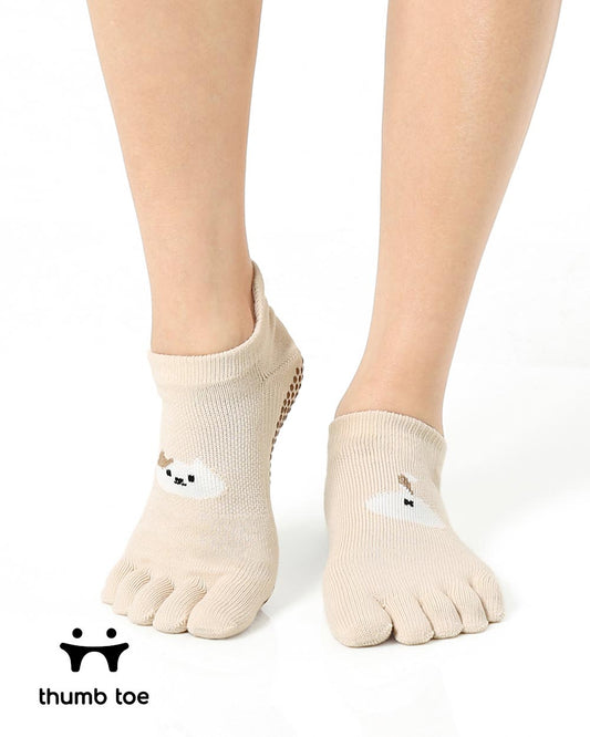 【韓國 Thumb Toe】皮拉提斯止滑五趾運動襪-Meow