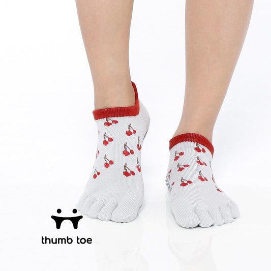 【韓國 Thumb Toe】皮拉提斯止滑五趾運動襪-Cherry