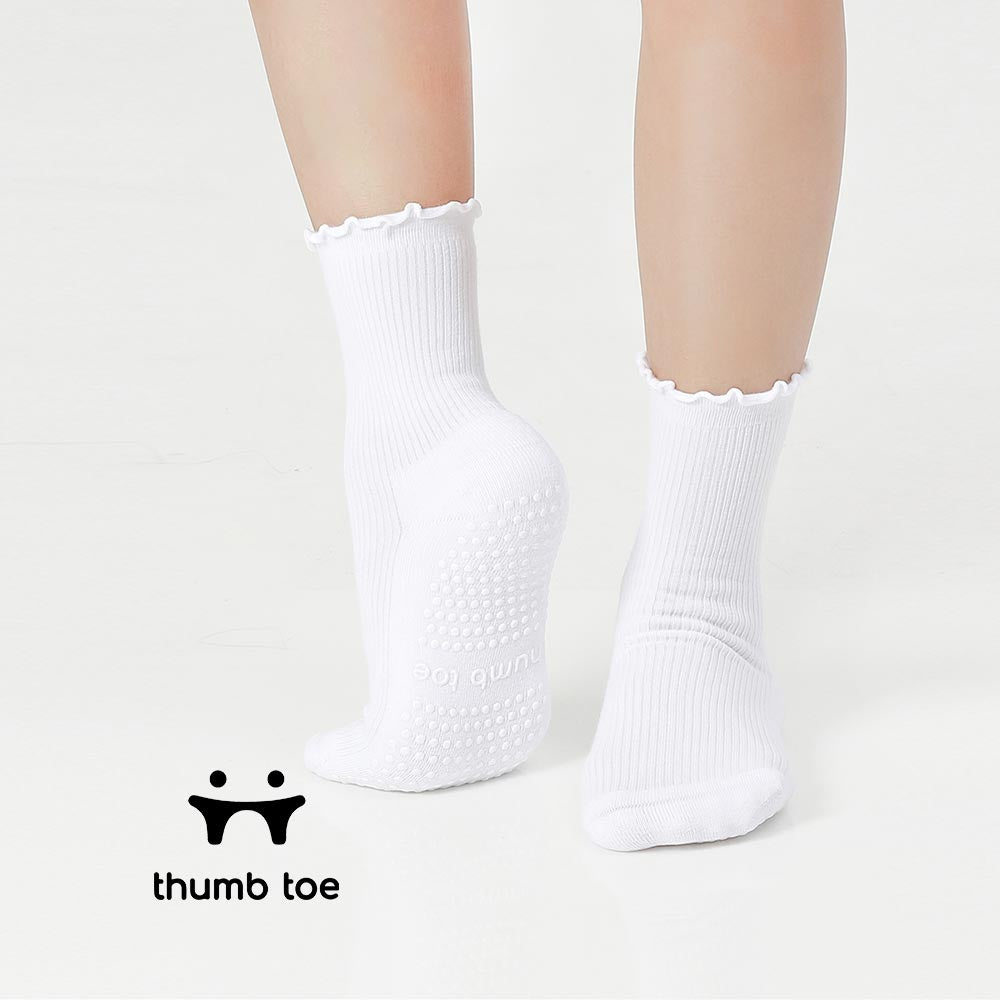 【韓國 Thumb Toe】皮拉提斯止滑運動襪-Frill Socks with Grip