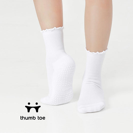 【韓國 Thumb Toe】皮拉提斯止滑運動襪-Frill Socks with Grip