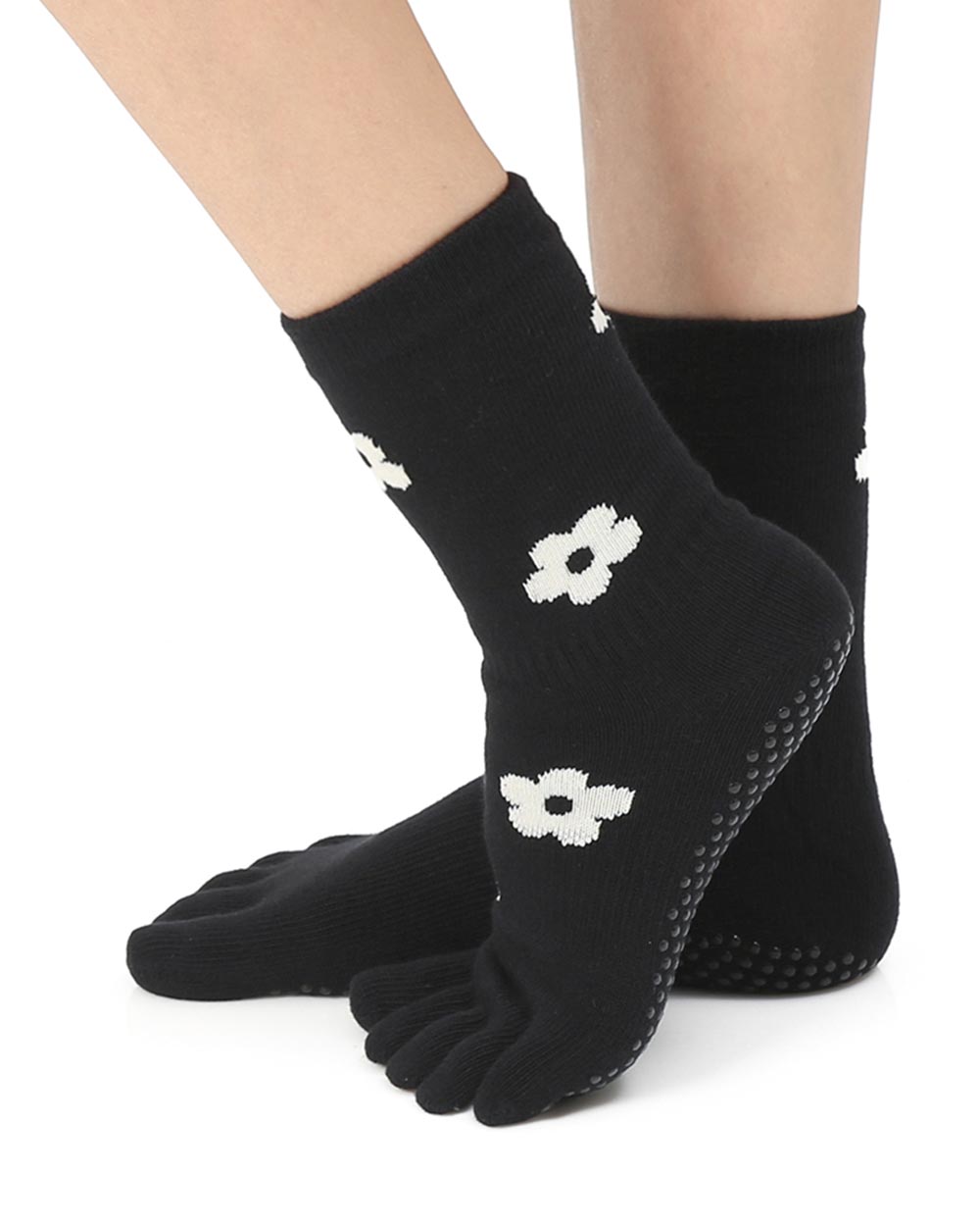 【韓國 Thumb Toe】皮拉提斯止滑五趾中筒運動襪-Daisy Socks