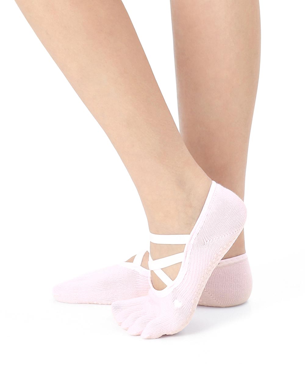 【韓國 Thumb Toe】皮拉提斯織帶款止滑五趾運動襪-Ballerina