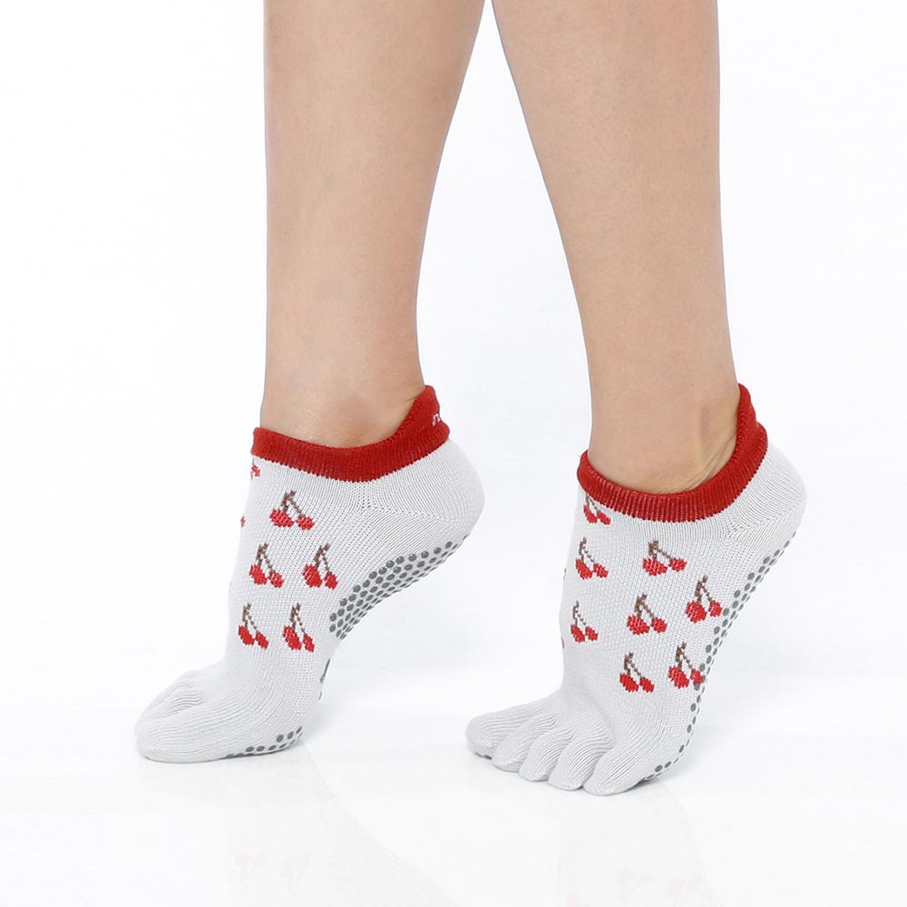 【韓國 Thumb Toe】皮拉提斯止滑五趾運動襪-Cherry