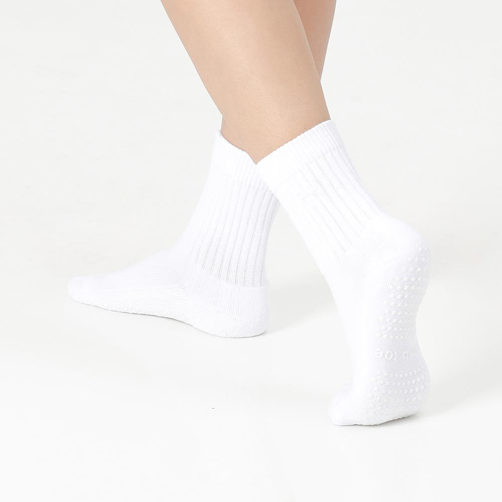 【韓國 Thumb Toe】皮拉提斯止滑運動襪-Crew Socks with Grip