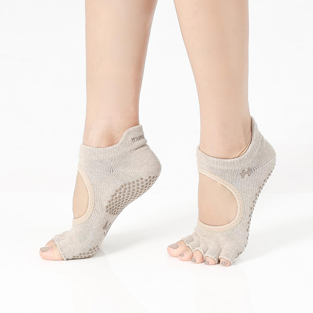 【韓國 Thumb Toe】皮拉提斯止滑露趾運動襪-Oat Open Toe