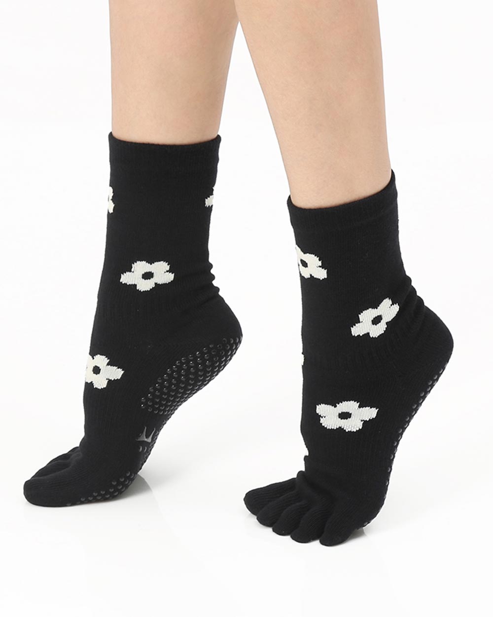 【韓國 Thumb Toe】皮拉提斯止滑五趾中筒運動襪-Daisy Socks