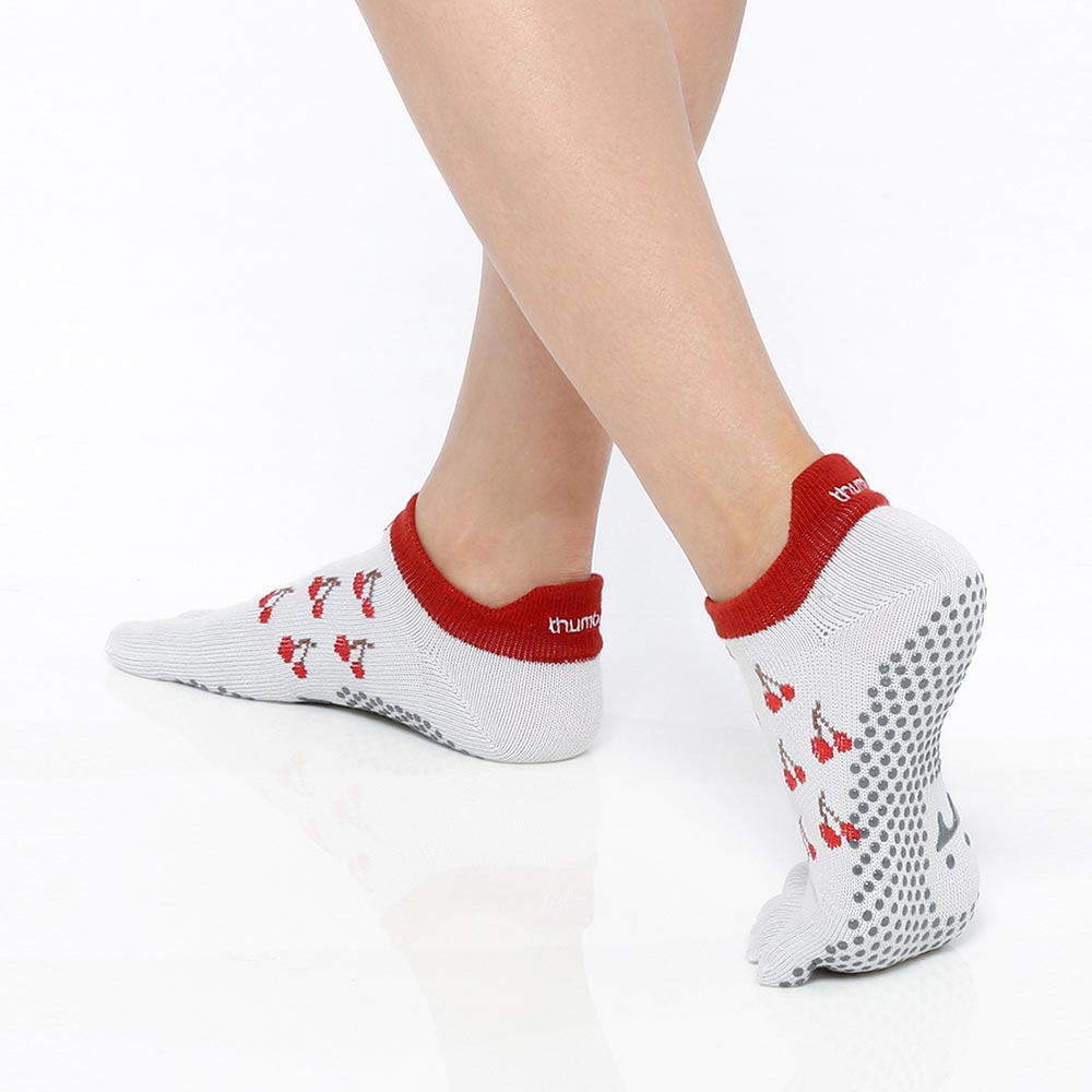 【韓國 Thumb Toe】皮拉提斯止滑五趾運動襪-Cherry