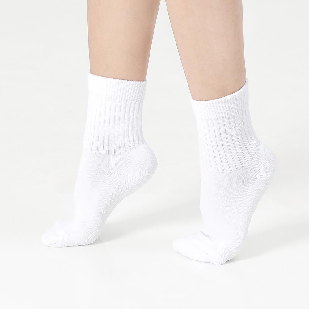 【韓國 Thumb Toe】皮拉提斯止滑運動襪-Crew Socks with Grip