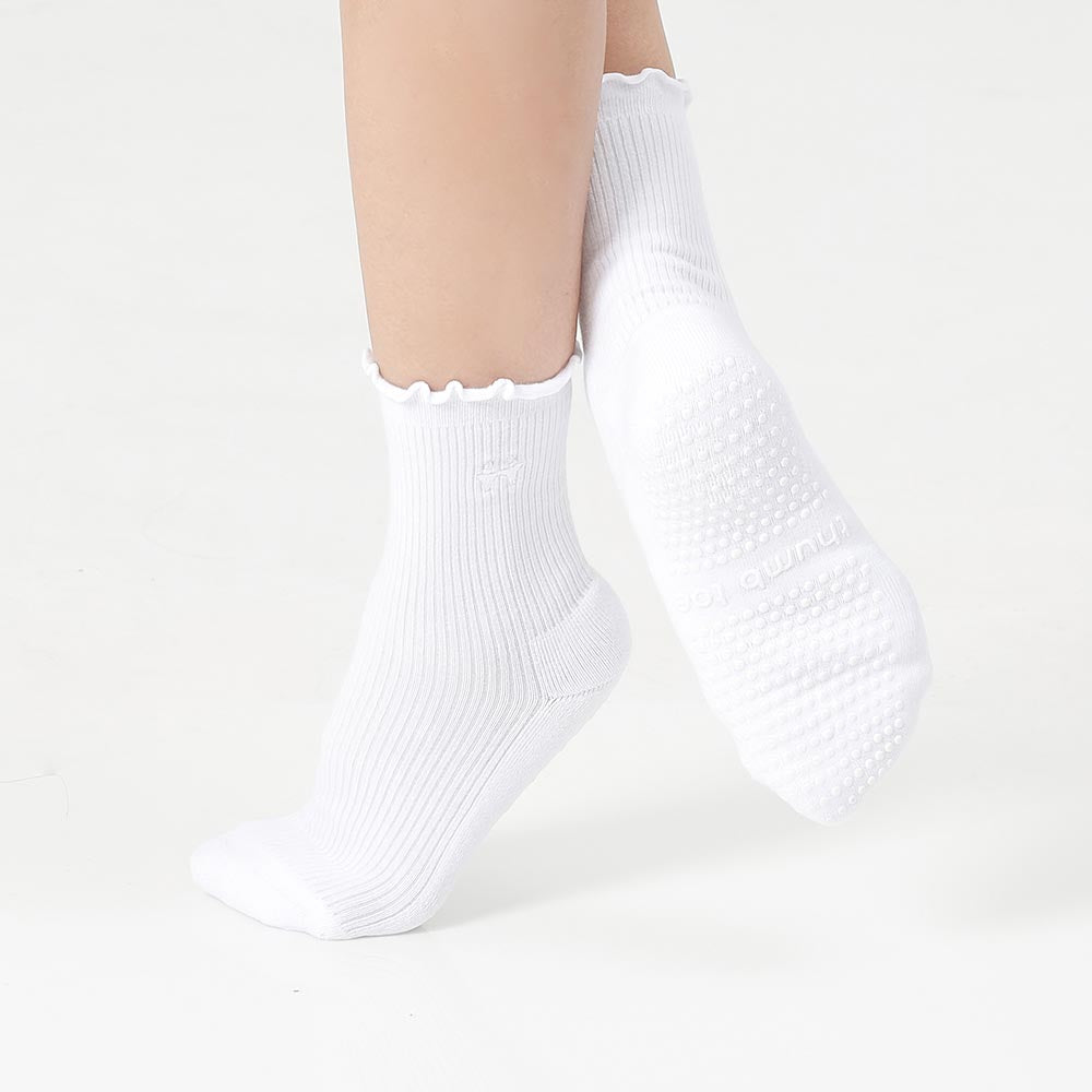 【韓國 Thumb Toe】皮拉提斯止滑運動襪-Frill Socks with Grip