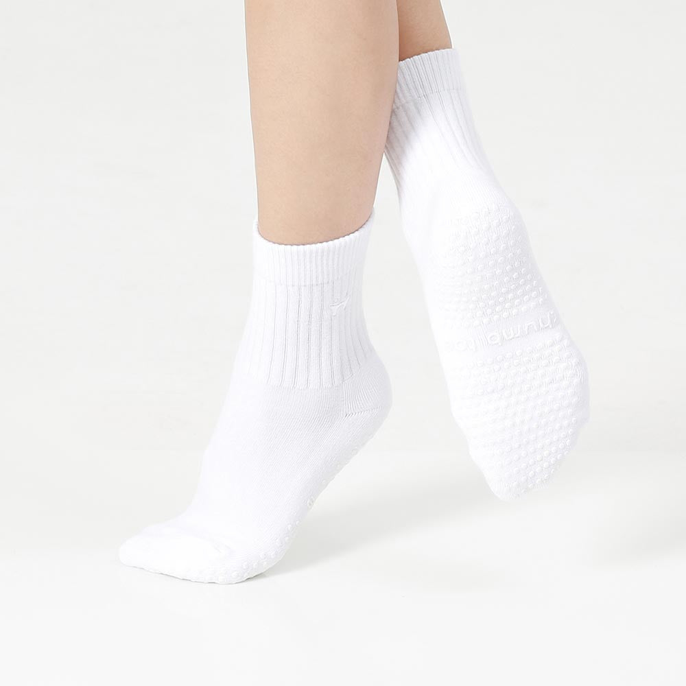 【韓國 Thumb Toe】皮拉提斯止滑運動襪-Crew Socks with Grip