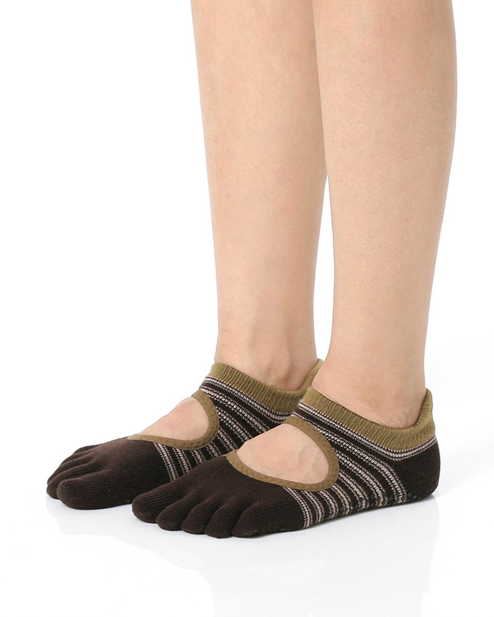 【韓國 Thumb Toe】皮拉提斯止滑五趾運動襪-Olive