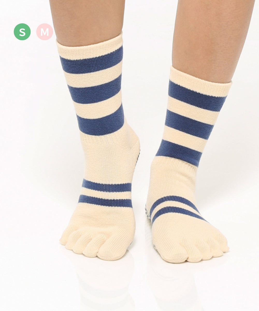 【韓國 Thumb Toe】皮拉提斯止滑五趾運動襪-Cream Socks