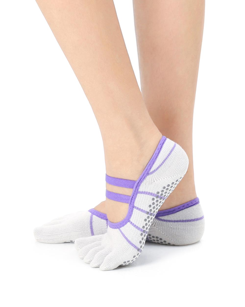 【韓國 Thumb Toe】皮拉提斯止滑五趾運動襪-Lavender