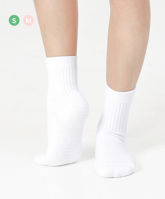 【韓國 Thumb Toe】皮拉提斯止滑運動襪-Crew Socks with Grip